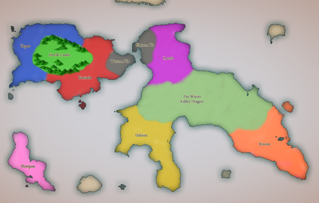 A map of Arcadea and her great nations